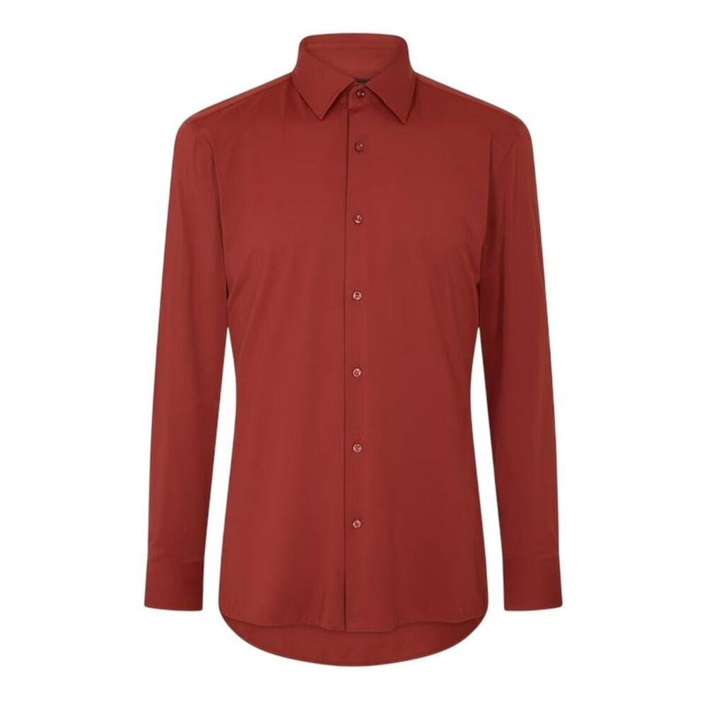 Boss Mens P-Hank Oxford Kent Collar Long-Sleeved Shirt / Brown